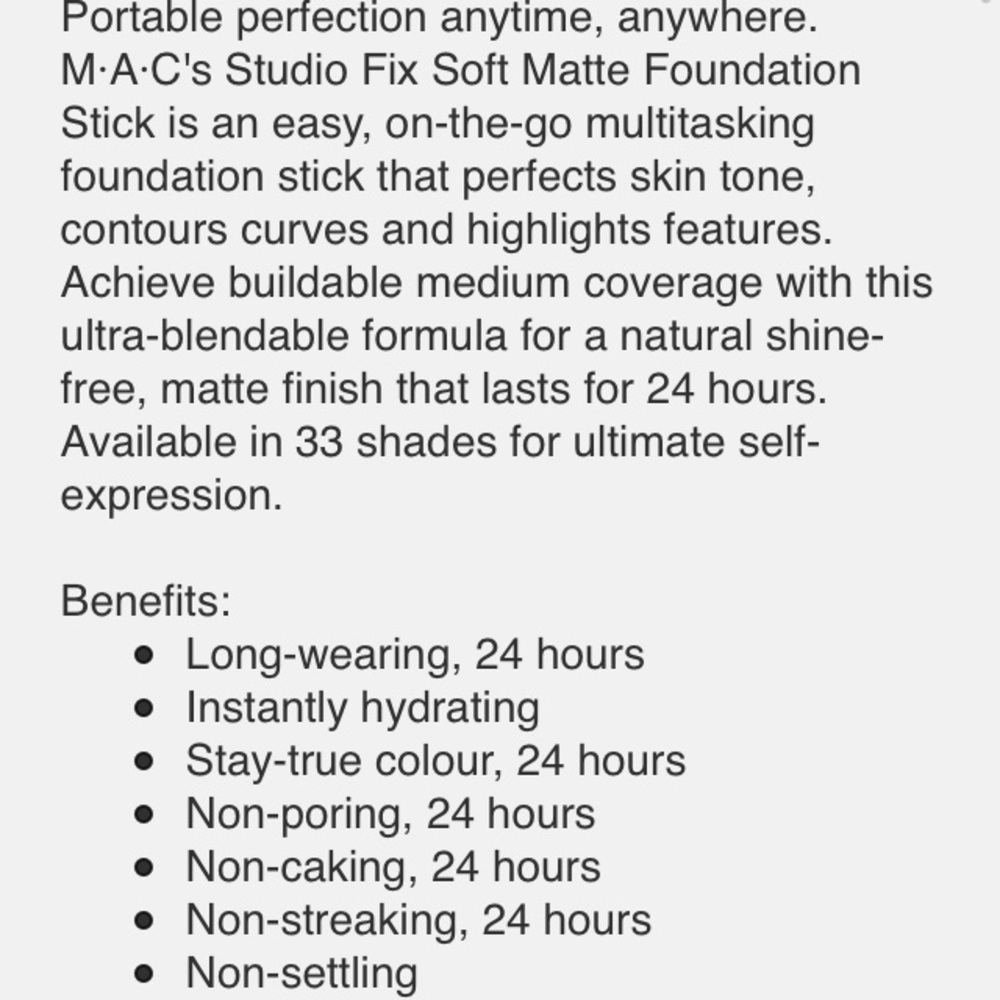 Mac Cosmetics Studio Fix Soft Matte Foundation Stick NW18 BNIB - Picture 9 of 12
